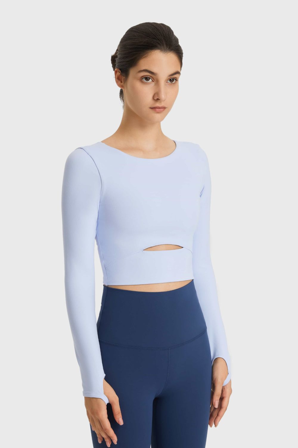 Millennia Cutout Long Sleeve Cropped Sports Top