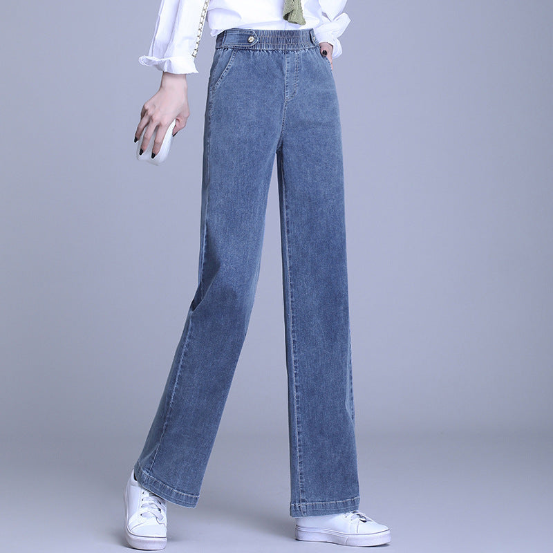 Spot new 2021 spring and summer wide legs pants pine tight waist slim casual wild jeans big pants children