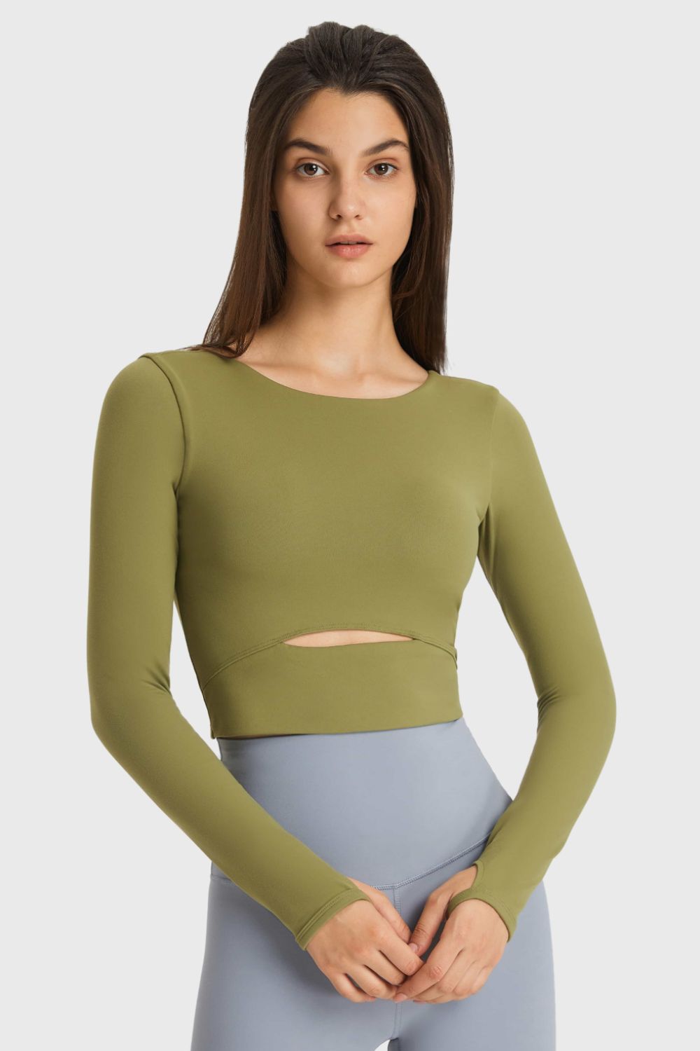 Millennia Cutout Long Sleeve Cropped Sports Top