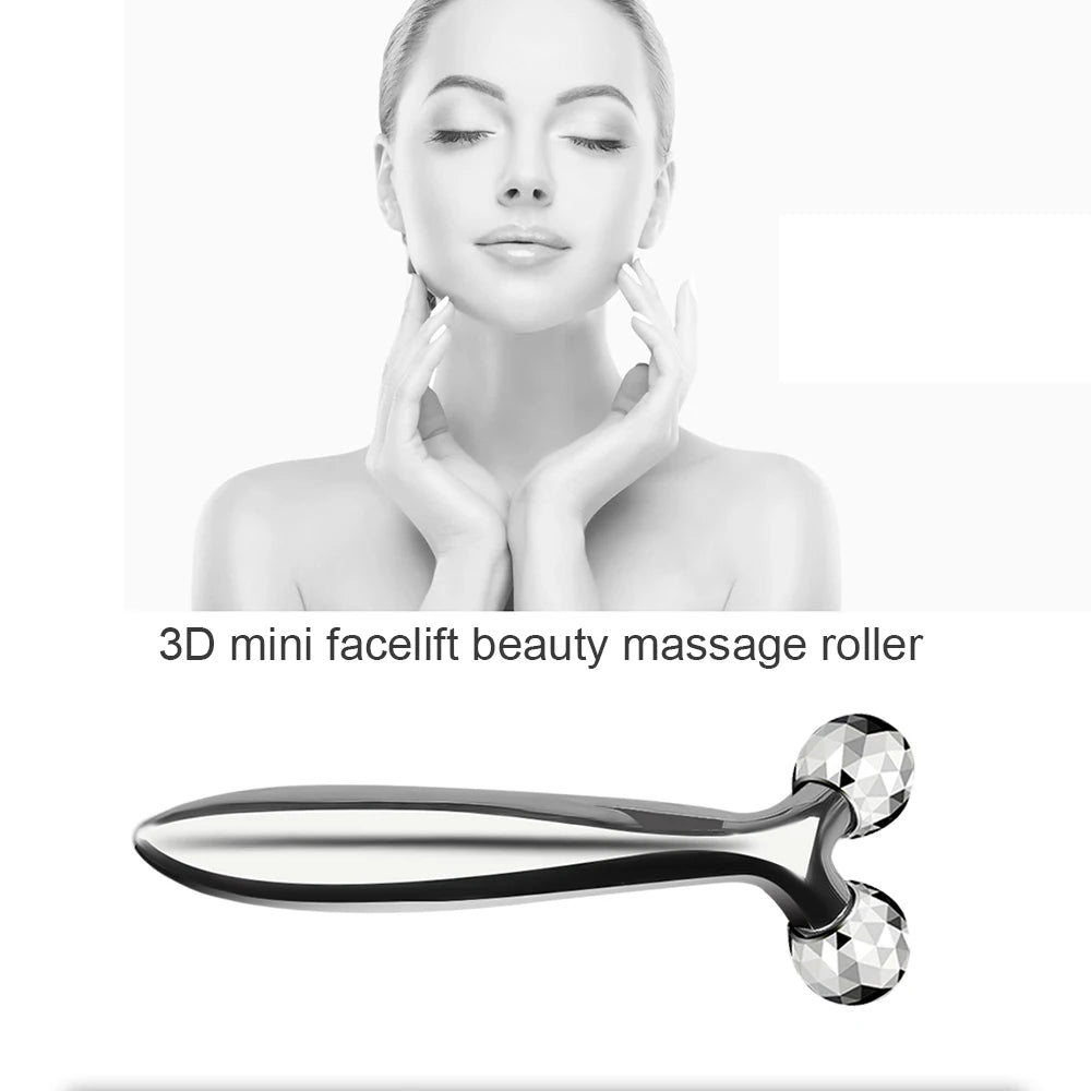 3D Roller Massager 360 Rotate Silver Thin Face Full Body Shape Massager Lifting Wrinkle Remover Facial Massage Relaxation Tool