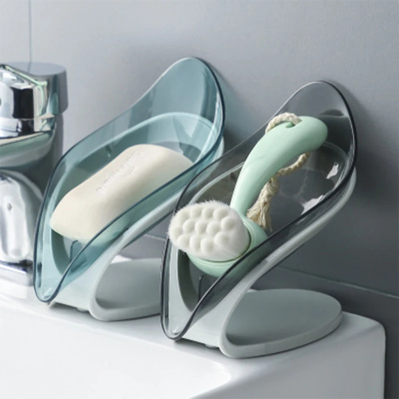 Bathroom Soap Holder Leaf Shape Soap Box Kitchen Dish Storage Box Non-slip Drain Soap Storage Case Container Bathroom accessorie