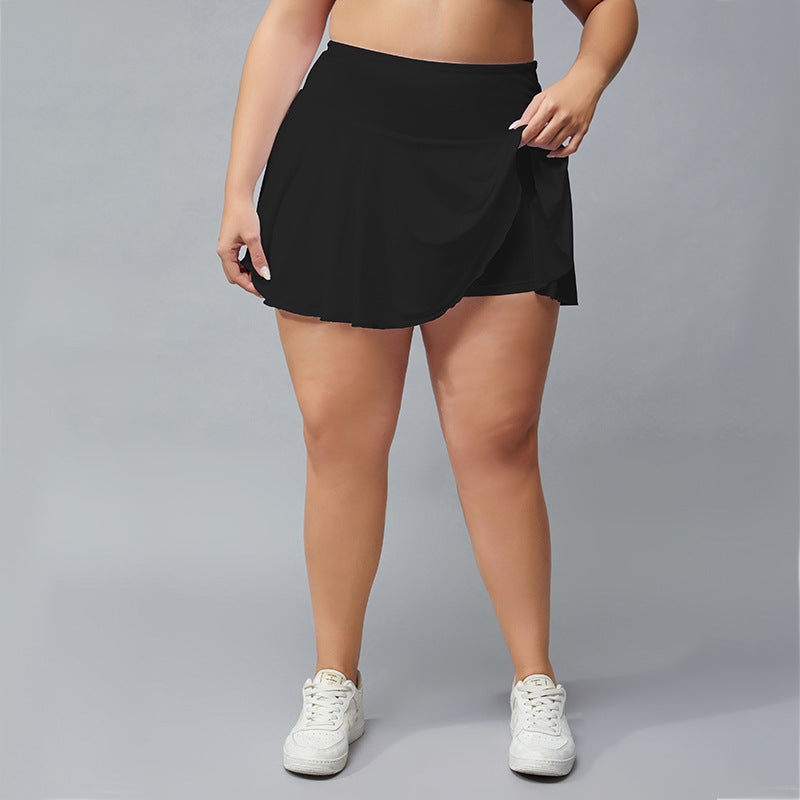 Plus Size Fitness Shorts Women Outdoor Quick-Drying Breathable Tennis Skirt Running Workout Training Pleated Skirt Culottes