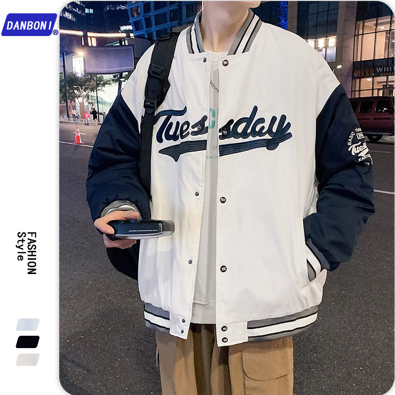 DBN men's clothing 2021 new autumn and winter thick loose port wind baseball clothing cotton jacket tide brand jacket male