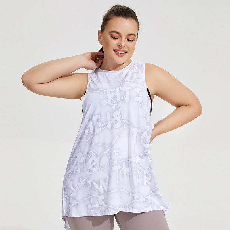 plus Size Yoga Vest Women Hollow Out Cutout Breathable Quick Drying Sports Sleeveless T Shirt Loose Fitness Smock Top Women