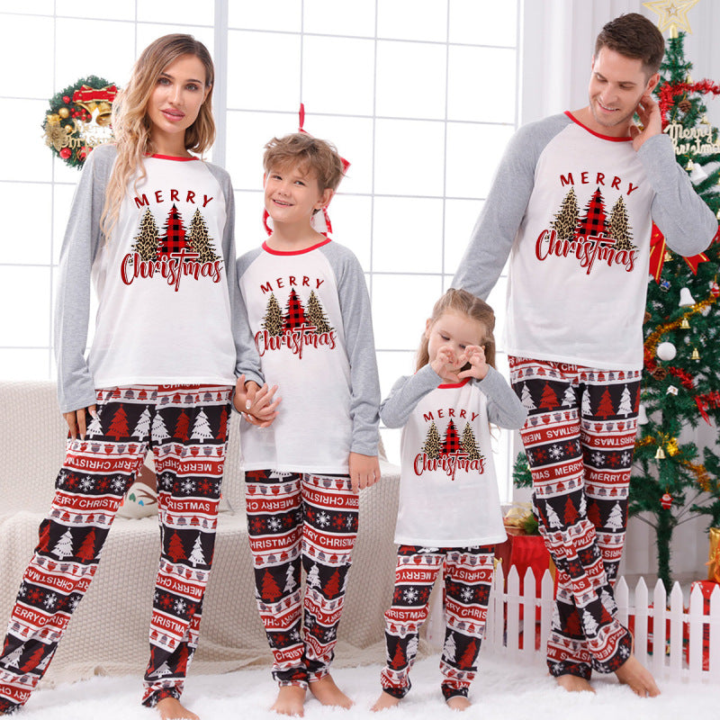 Home clothes Christmas home clothes parent-child suit plaid patchwork print home clothes