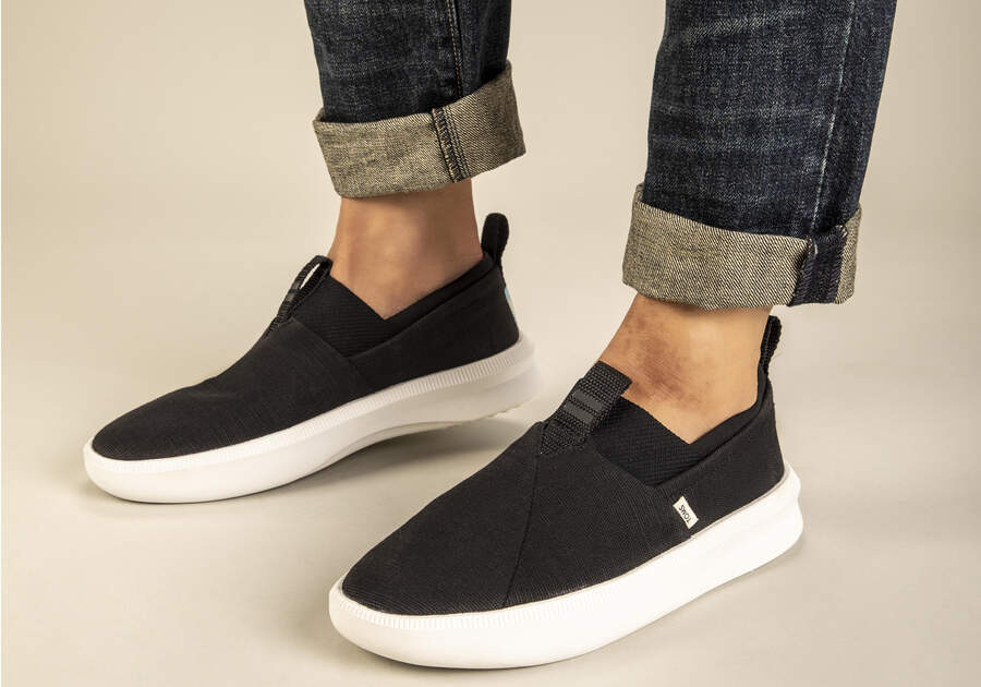 TOMS Mens Canvas Slip On Shoes Casual Sneakers Breathable Espadrilles - Black - US 10