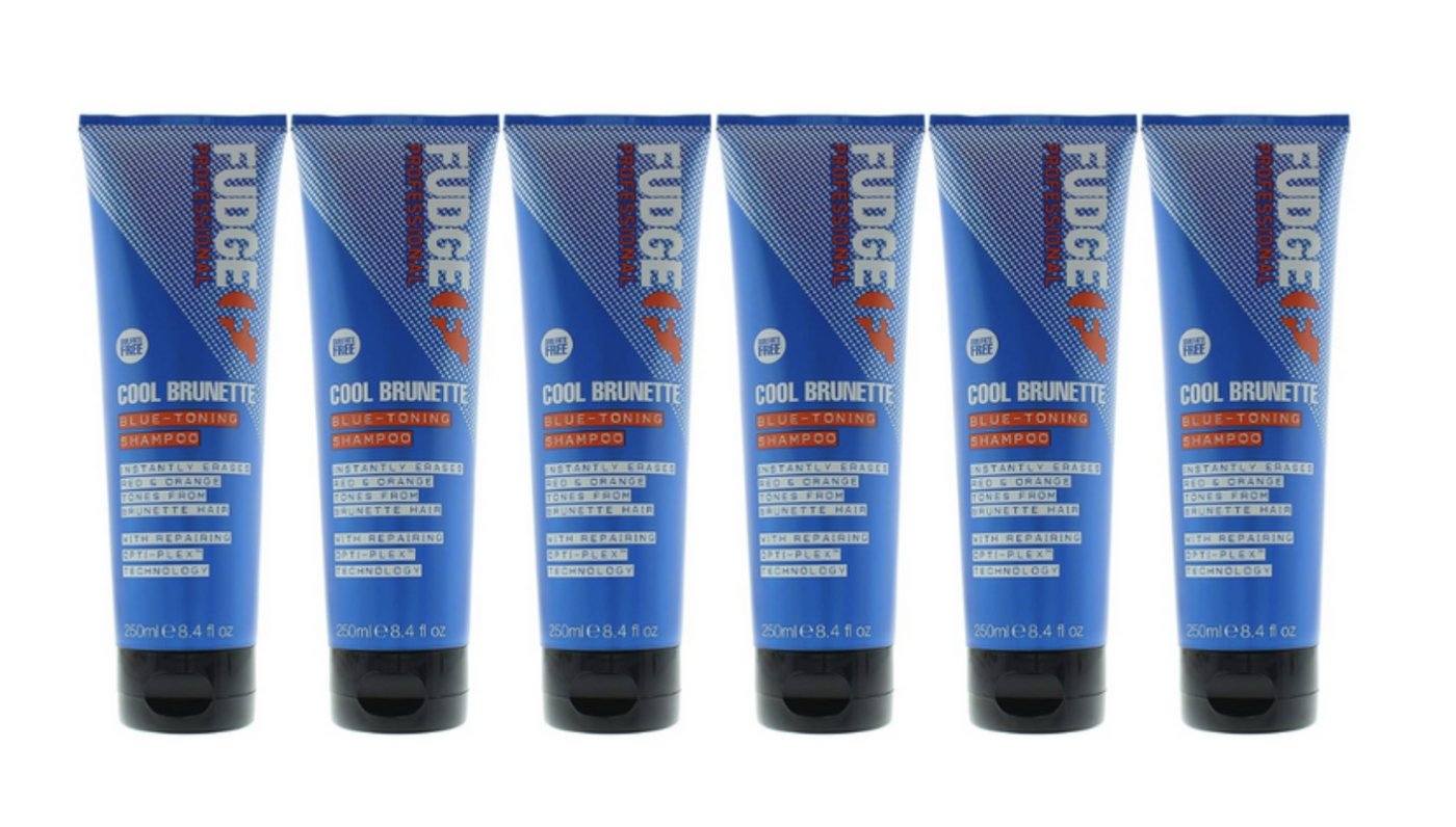 6x Fudge 250ml Blue Toning Shampoo - Erases Red & Orange from Cool Brunette Hair