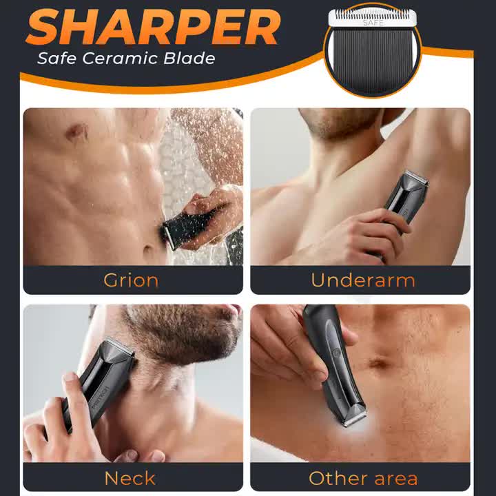 Men's Electric Hair Removal Trimmer - Smart Digital Display, Rechargeable Private Area Shaver, Model PR-8003