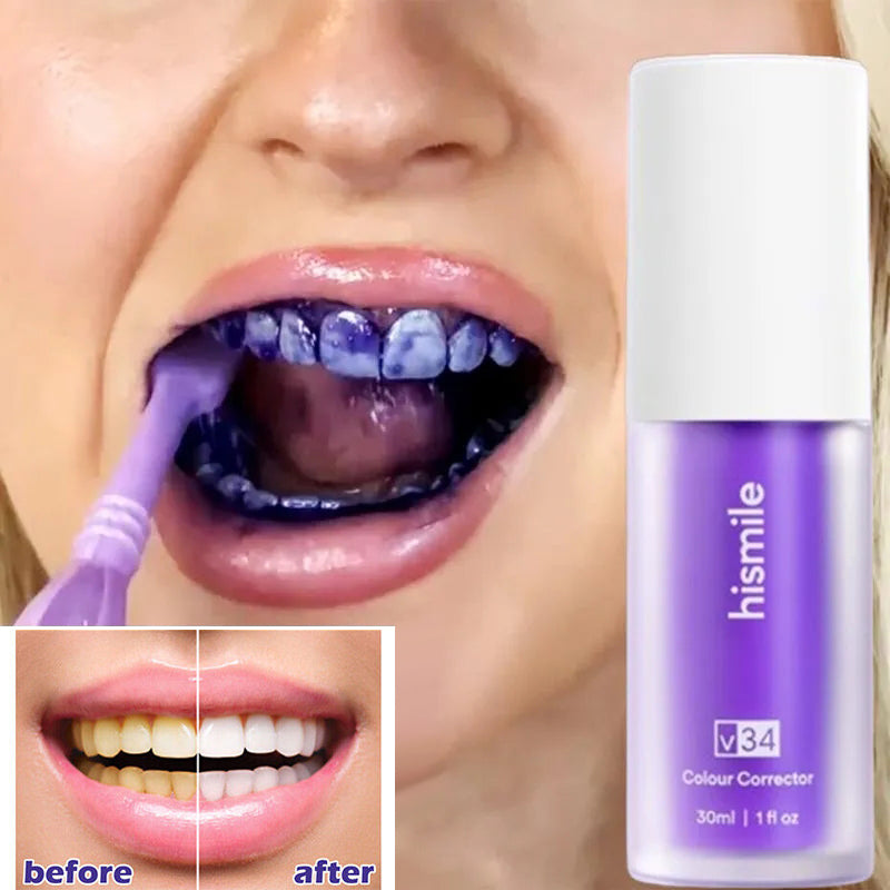 Purple Toothpaste Color Corrector Toothpaste For Teeth White Brightening Tooth Care Toothpaste Reduce Yellowing