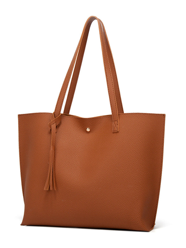 Tassel Zip Bag Large Capacity Shoulder Tote Bag