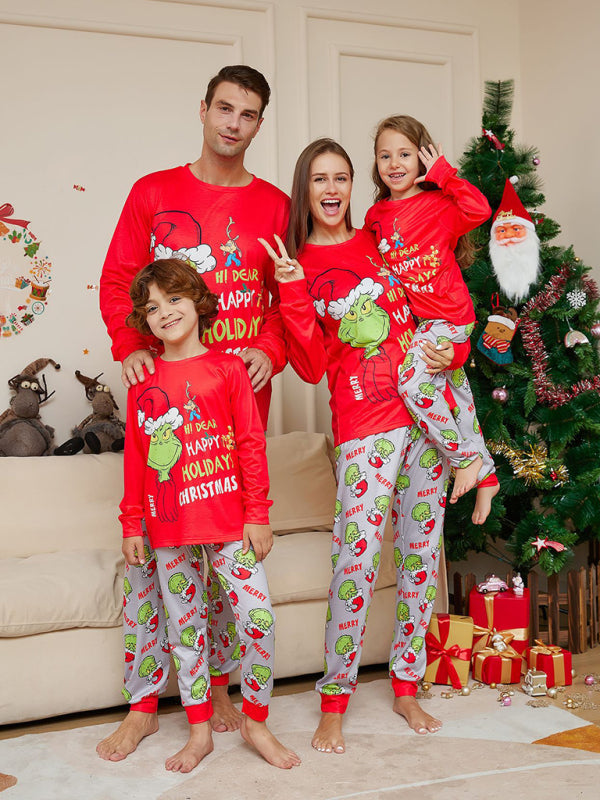 New Christmas new style monster letter print parent-child holiday home wear pajamas set