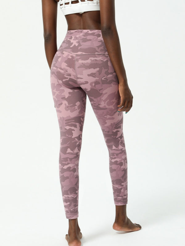 European and American camouflage yoga pants women's double-sided nude printing yoga pants