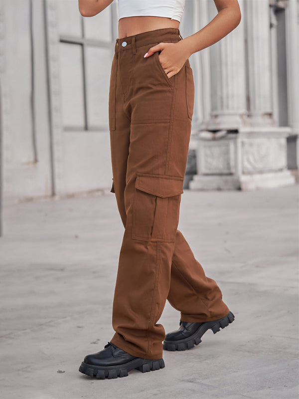 New denim semi-elastic design personality all-match overalls trousers