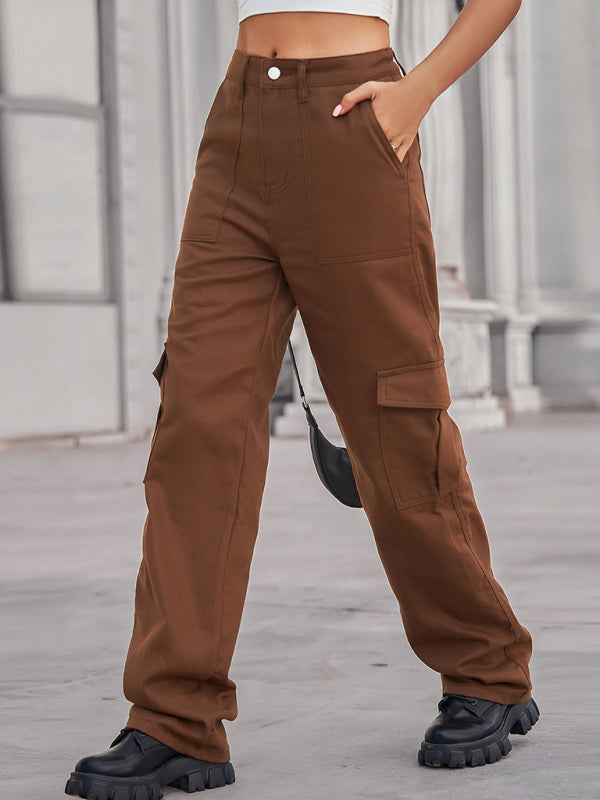 New denim semi-elastic design personality all-match overalls trousers