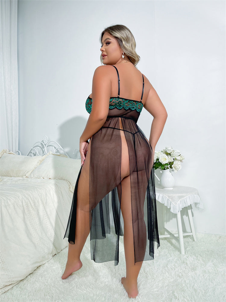 Plus Size Sexy Lingerie Lace Strap Dress Push up off Neck Sexy Pajamas