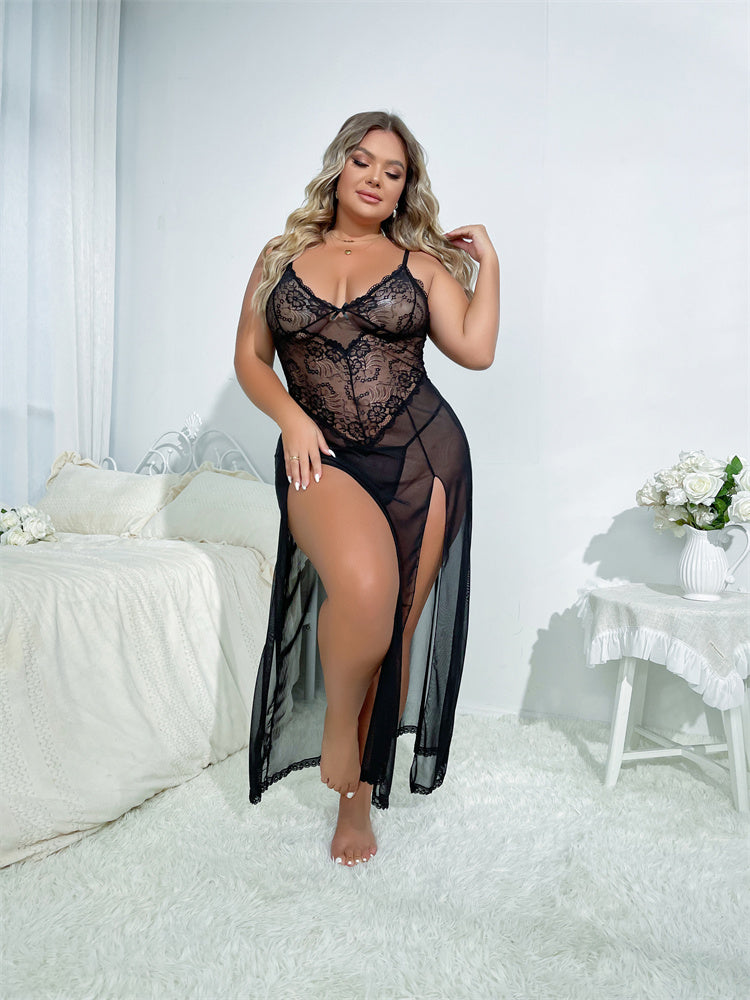 Plus Size Sexy Lingerie Sexy Cami Dress V neck Lace Push up Sexy Sleepwear Women Sources