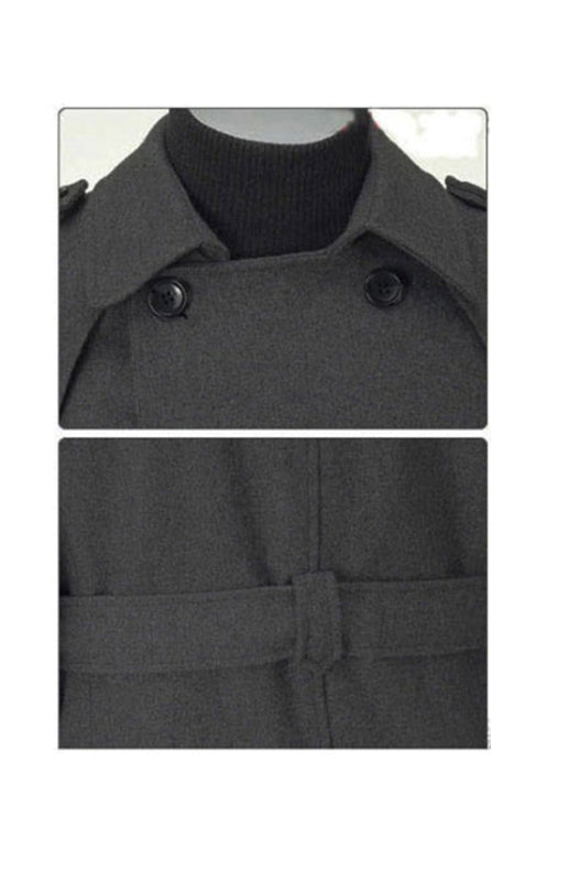 Men's Mid-length Trench Coat Slim Fit Large Thick Woolen Coat kakaclo