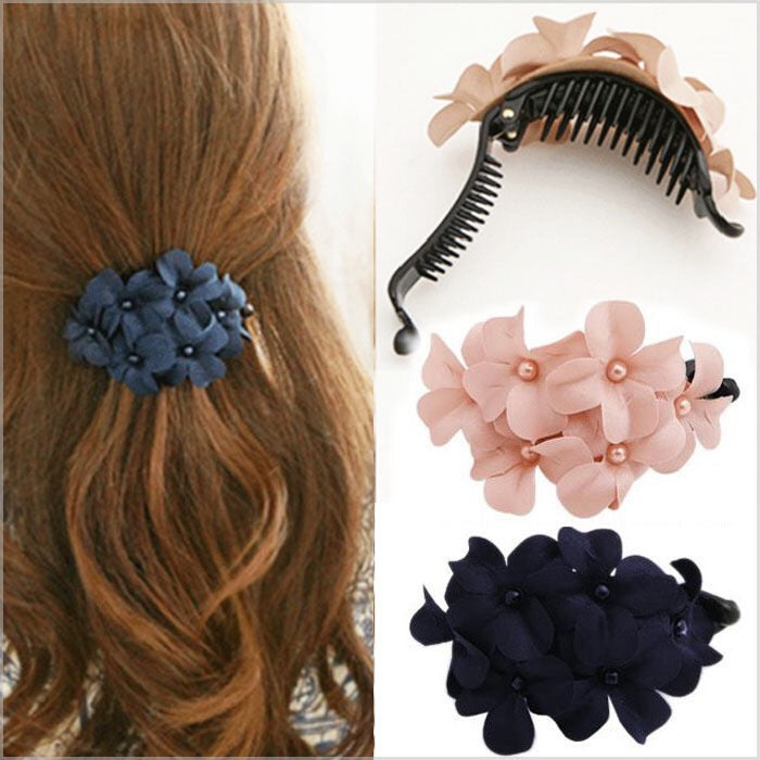 Ladies Handmade Fabric Six Flower Hair Accessories Rswank