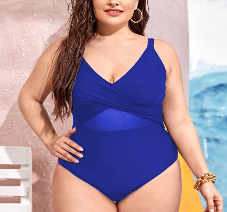 Plus Size New   One Piece Skirt Swimsuit Solid Color plus-Sized Swimsuit