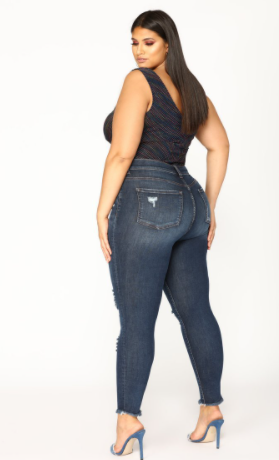 Plus Size Stretch Ripped Hip Lifting  Jeans