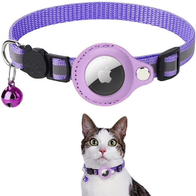 Cat Necklace Pink PU Kitten Collar Anti-Lost Pet Tracker Cover for Airtag Reflective Collars Cats Supplies Pet Items Accessories Unify