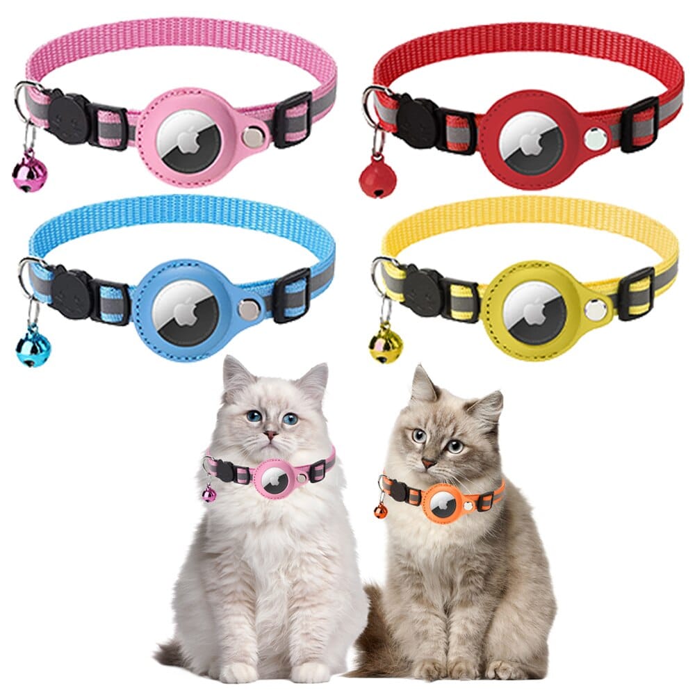 Cat Necklace Pink PU Kitten Collar Anti-Lost Pet Tracker Cover for Airtag Reflective Collars Cats Supplies Pet Items Accessories Unify