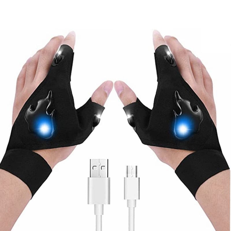 LED Flashlight Gloves USB Rechargeable Hands Free Light Gloves Gift Outdoor Camping Fishing Gadgets Tools Rswank