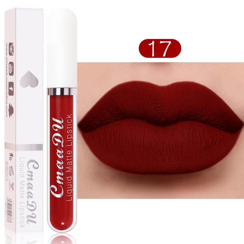 CmaaDu 18 Colors Long Lasting Lip Gloss Matte Velvet Liquid Lipstick Waterproof Moisturizing Lip Makeup Cosmetic TSLM1 Rswank