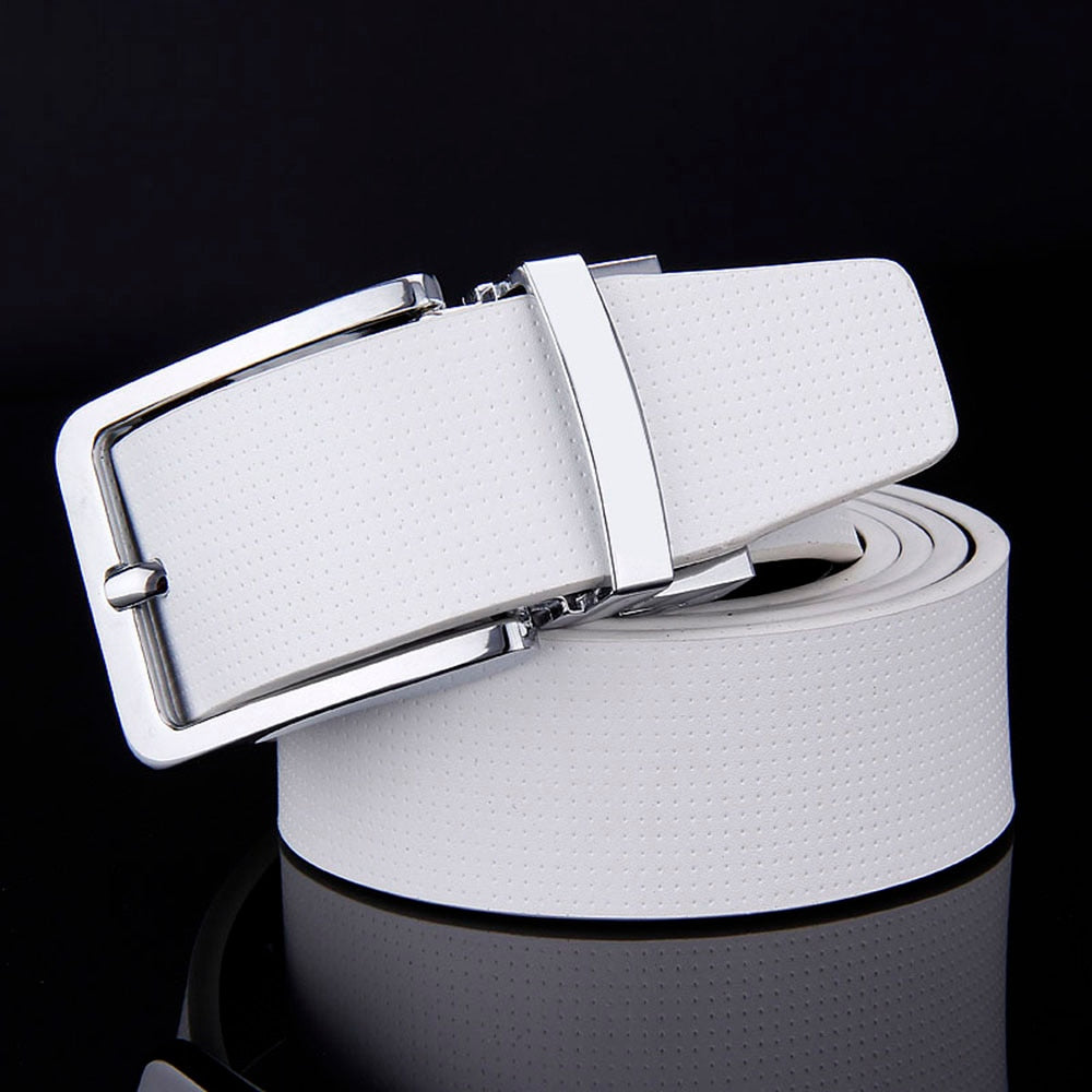 Cowhide Designer Luxury Belt Men Male Waist Strap Leather Pin Buckle White Genuine Leather Belts Rswank