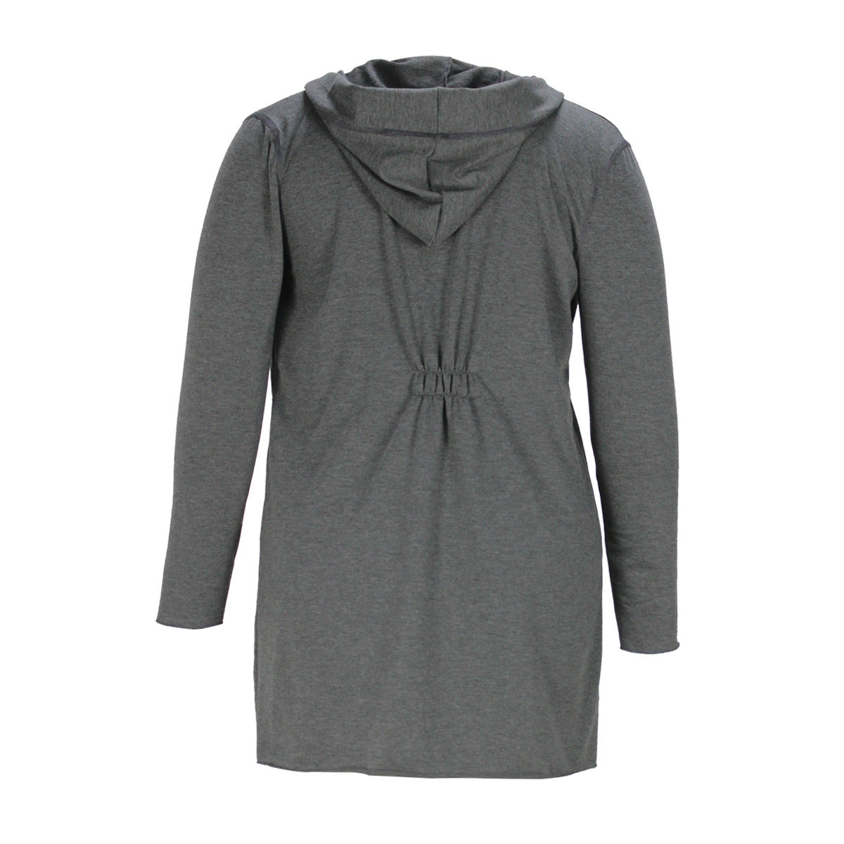 Plus Size Spring Autumn Casual Women Clothing One Button Cardigan V Neck Hooded Mid Length Top
