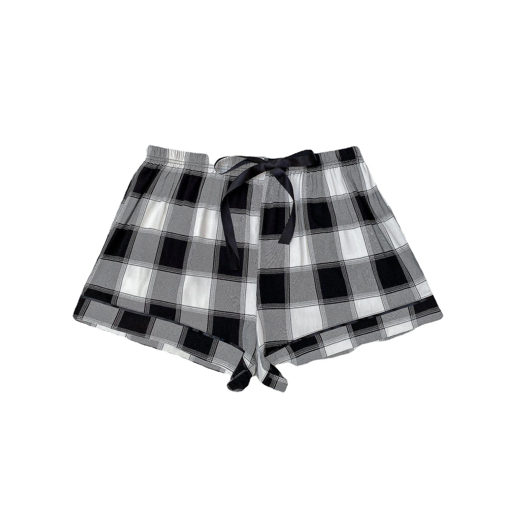 Plus Size Pajamas Women Plaid Drawstring Shorts Spring Summer Home Pants
