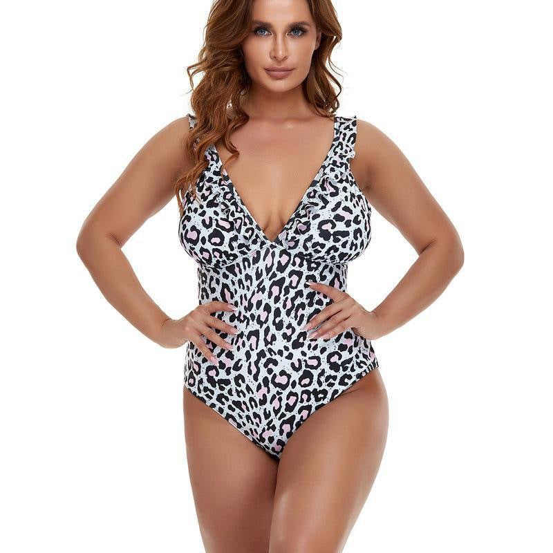 Plus Size Bikini  Print Sling Flying Edge Siamese  Swimsuit Female Bikini