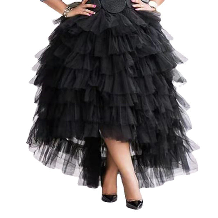 Plus Size Women  Clothes Half-Length Casual Fresh Sweet Solid Color Fishtail  Lotus Leaf Skirt