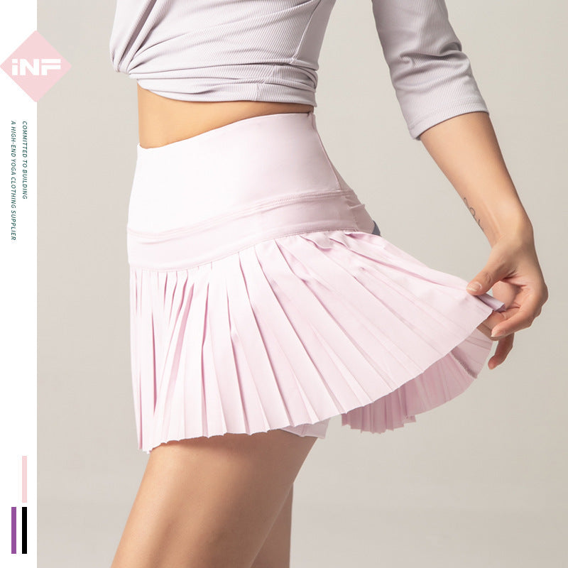 Summer sports fitness shorts women's anti light outdoor quick drying skirt pants running breathable gym skirt pleated skirt FashionExpress