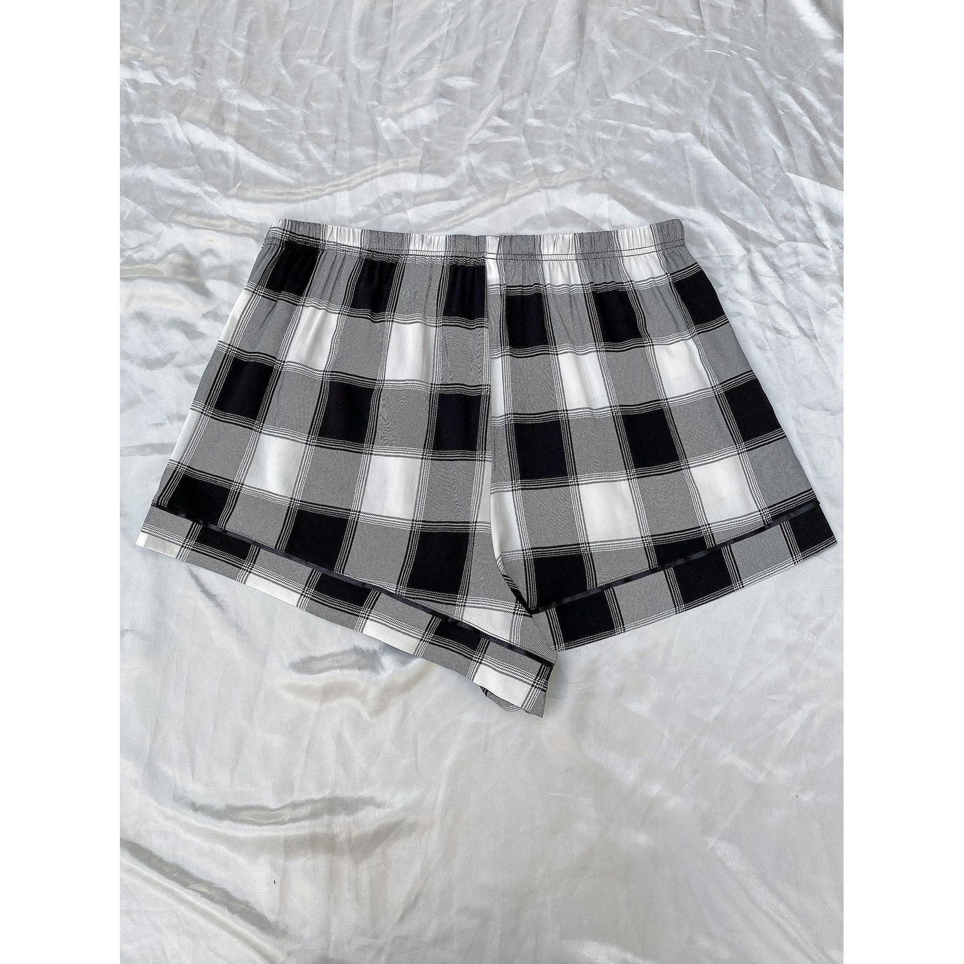 Plus Size Pajamas Women Plaid Drawstring Shorts Spring Summer Home Pants