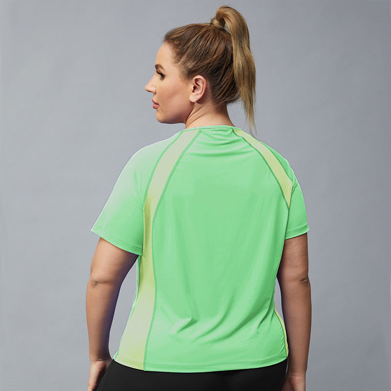 Plus Size Women Yoga  Exercise Short Sleeve  Loose Running Lightweight Breathable T-shirt Stretch Workout Clothes Quick-Drying Top
