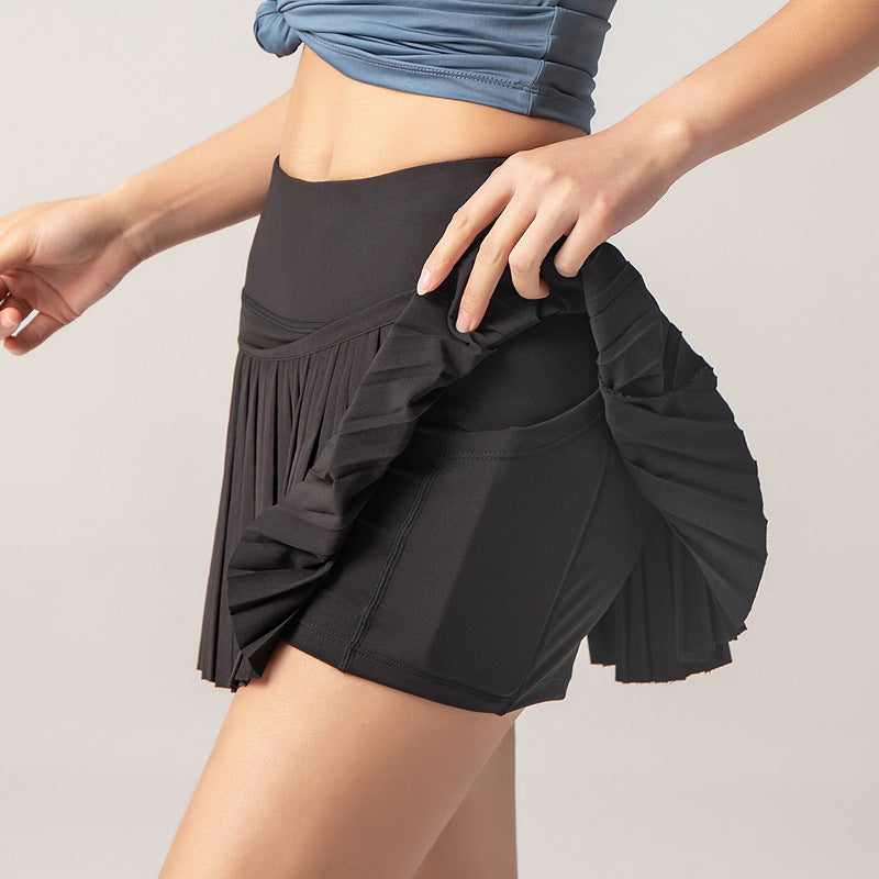 Summer sports fitness shorts women's anti light outdoor quick drying skirt pants running breathable gym skirt pleated skirt FashionExpress
