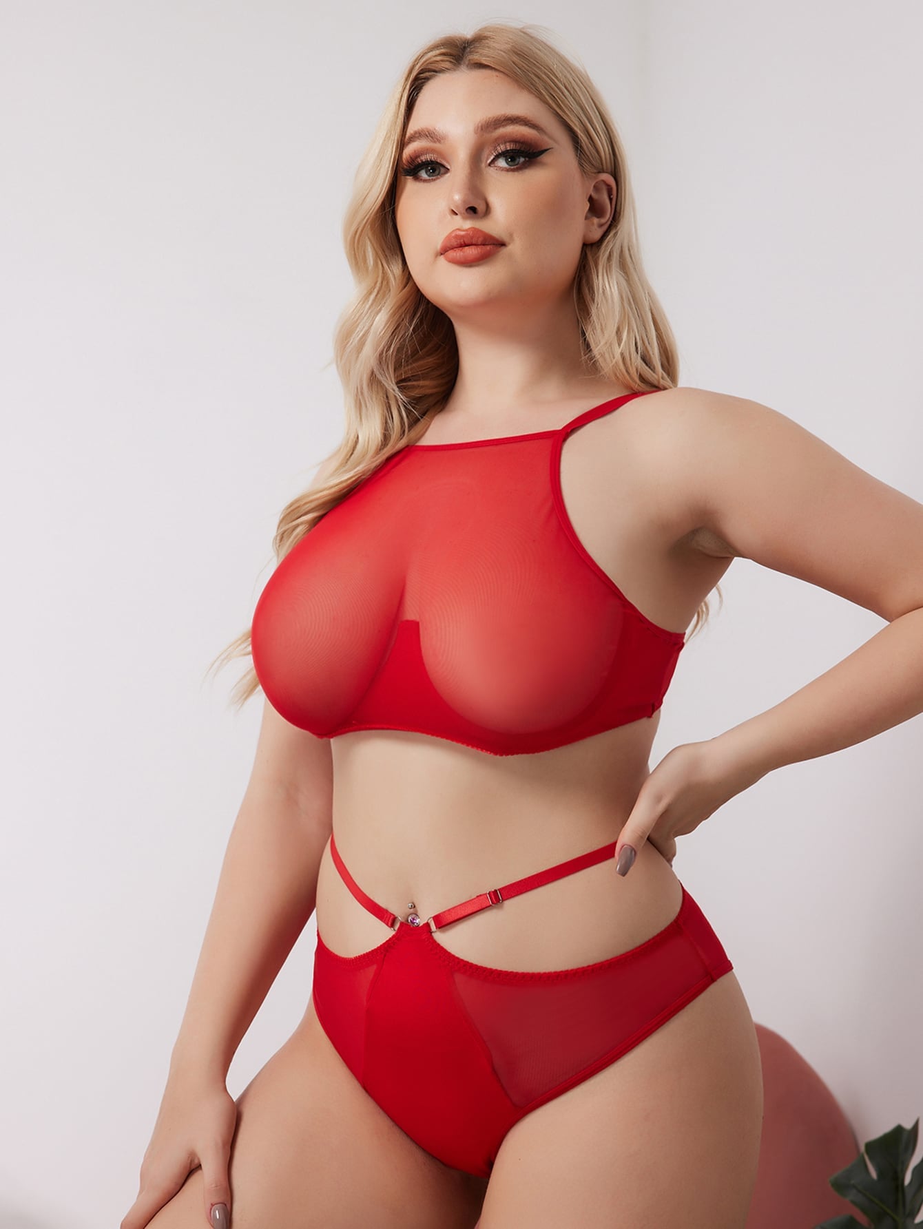 Plus Size Sexy Mesh See through Sexy Sexy Underwear Suit
