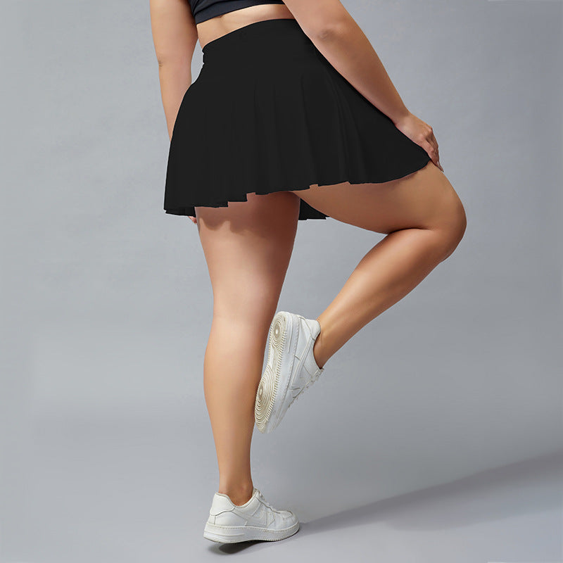 Plus Size Fitness Shorts Women Outdoor Quick-Drying Breathable Tennis Skirt Running Workout Training Pleated Skirt Culottes