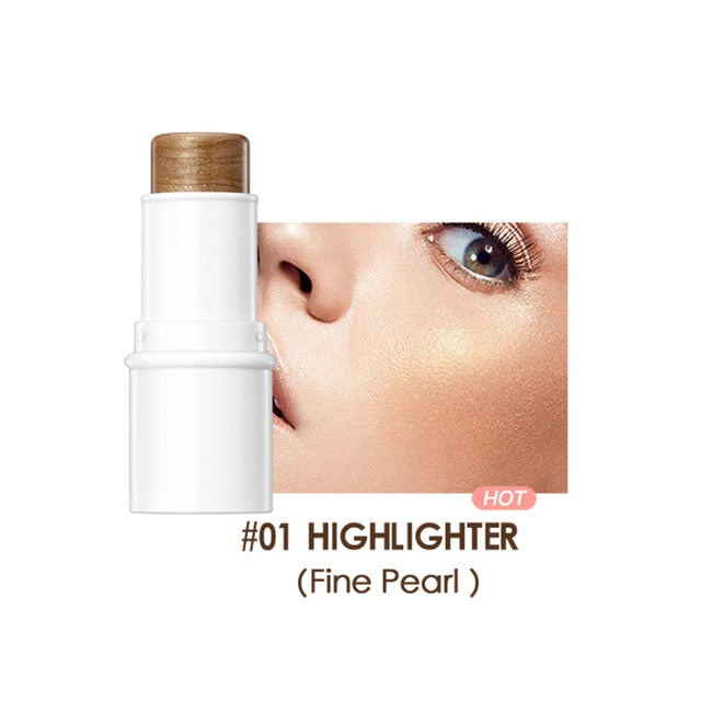 QIBEST Face Highlighter Stick Makeup Glow Face Concealer Contour Bronzer 3D Make Up Rswank