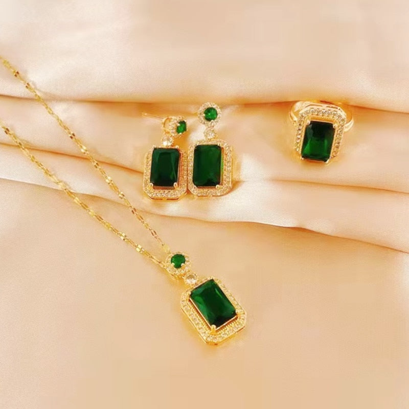 Necklace Earrings Ring 3 Piece Set Classic