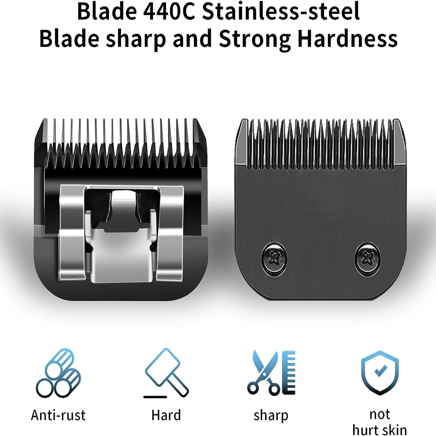 Black Detachable Pet Dog Grooming Clipper Stainless Steel Blades Set,