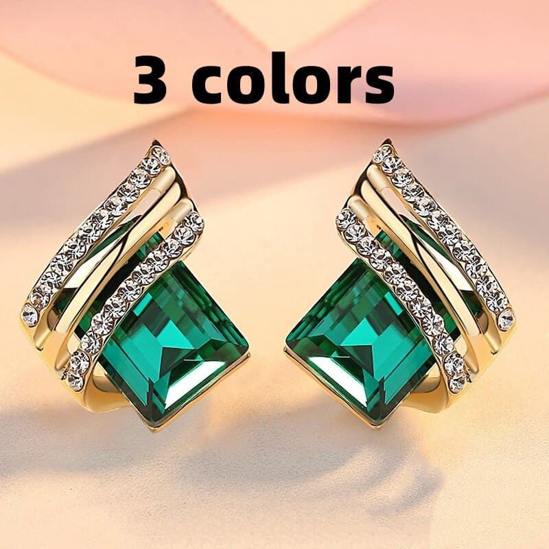 Luxury Fashion Zircon Earrings Large Gems Crystal Earrings for Women Rswank