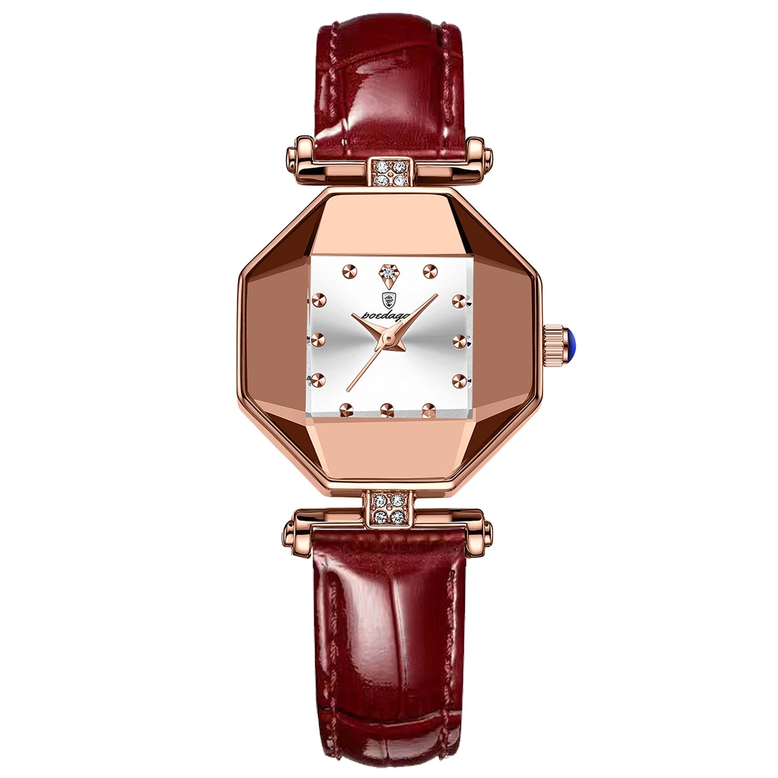 2022 Luxury Quartz Watch Girl's Elegant Fashion Red Dial Waterproof Ladies Leather Watches Women High Quality Rswank