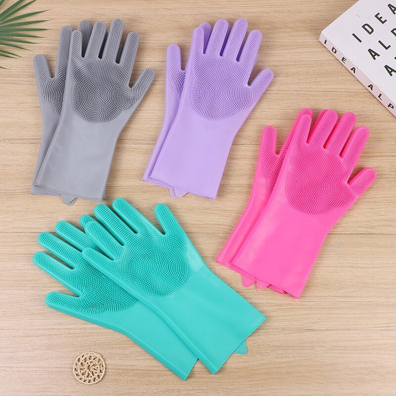 1Pair Dishwashing Cleaning Glove Silicone Rubber Rswank