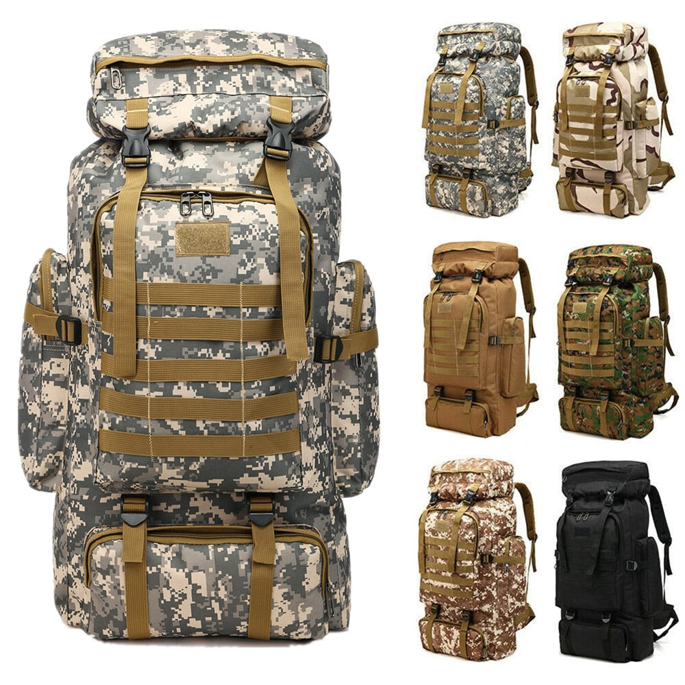 Waterproof Molle Camo Tactical Backpack Military Army Hiking Camping Backpack