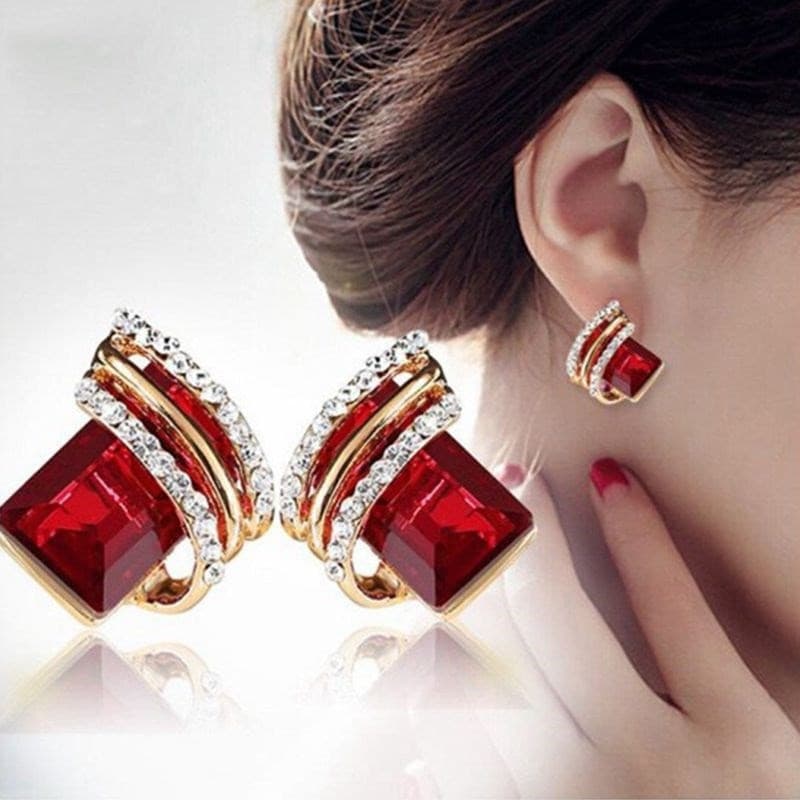 Luxury Fashion Zircon Earrings Large Gems Crystal Earrings for Women Rswank