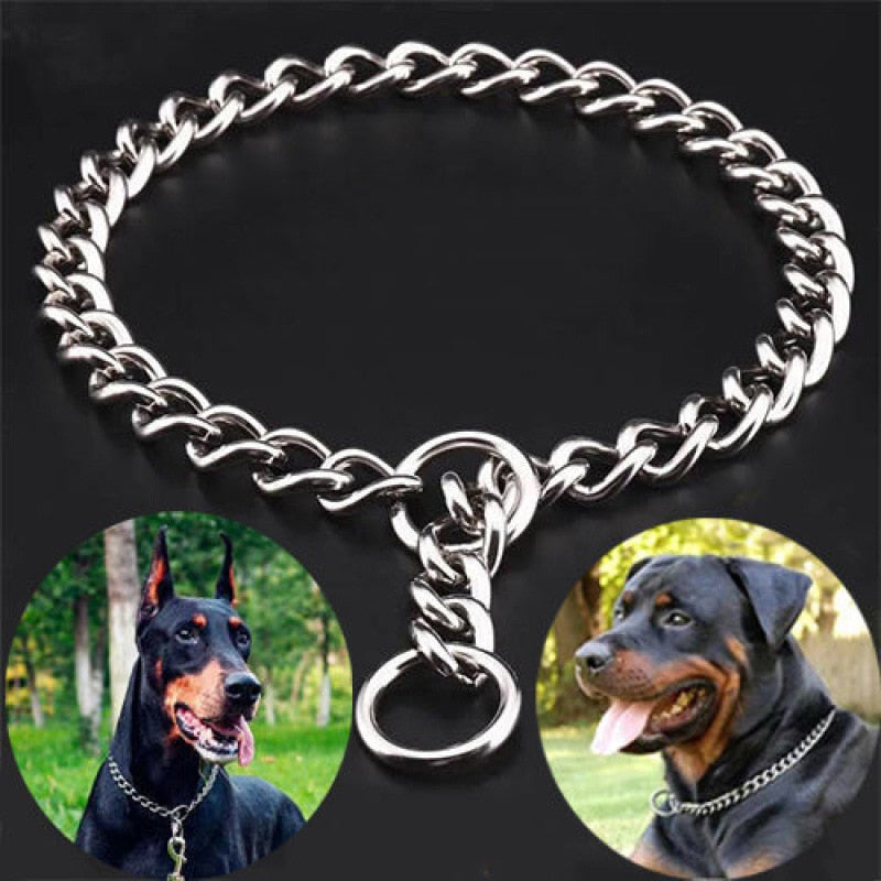 Metal Stainless Chain Dog Pinch Collar Silver