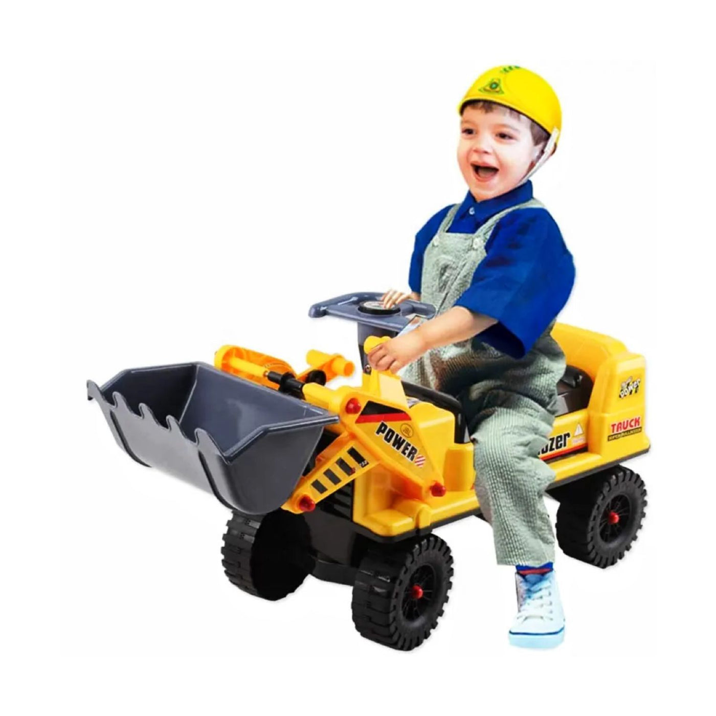 GOMINIMO Kids Ride On Bulldozer Digger Tractor Excavator Toy Car with Helmet GO-KEX-101-JBL