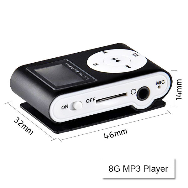 Mini Clip 16G MP3 Music Player With USB Cable & Earphone Silver
